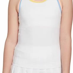 Outlet ✨ Prince 👧 Girls' Piped Detail Fashion Tennis Tank Top For 👧 Girls' White ✨