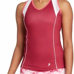 Hot Sale 🛒 Prince 👩 Women's Match Fashion Racerback Tennis Tank Top For 👩 Women Beet Red ✔️