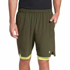 Promo ⌛ Prince Mens' 2-in-1 9" Tennis Short For Men Olive Forest 🎉
