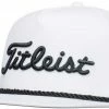 Discount 🌟 Titleist Men's 2020 Tour Rope Flat Brim Golf Hat For Men White/black ✔️