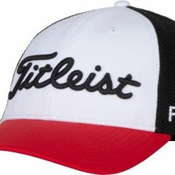 Promo 😉 Titleist Men's Tour Performance Mesh Golf Hat For Men Black/red/white ⭐