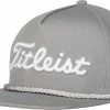 Hot Sale ⭐ Titleist Men's Tour Rope Flat Brim Snapback Golf Hat For Men Grey/white 💯