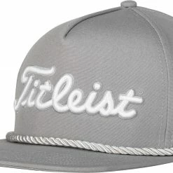 Hot Sale ⭐ Titleist Men's Tour Rope Flat Brim Snapback Golf Hat For Men Grey/white 💯