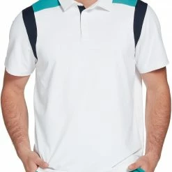 Budget ⌛ Prince Men's Color Block Tennis Polo For Men White 🎁